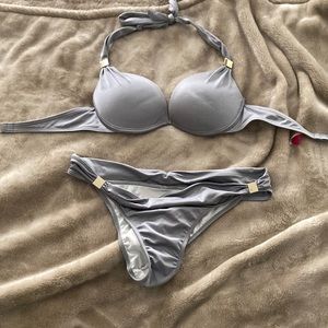 Stunning gray/silver Victoria’s Secret add 2 cups bikini